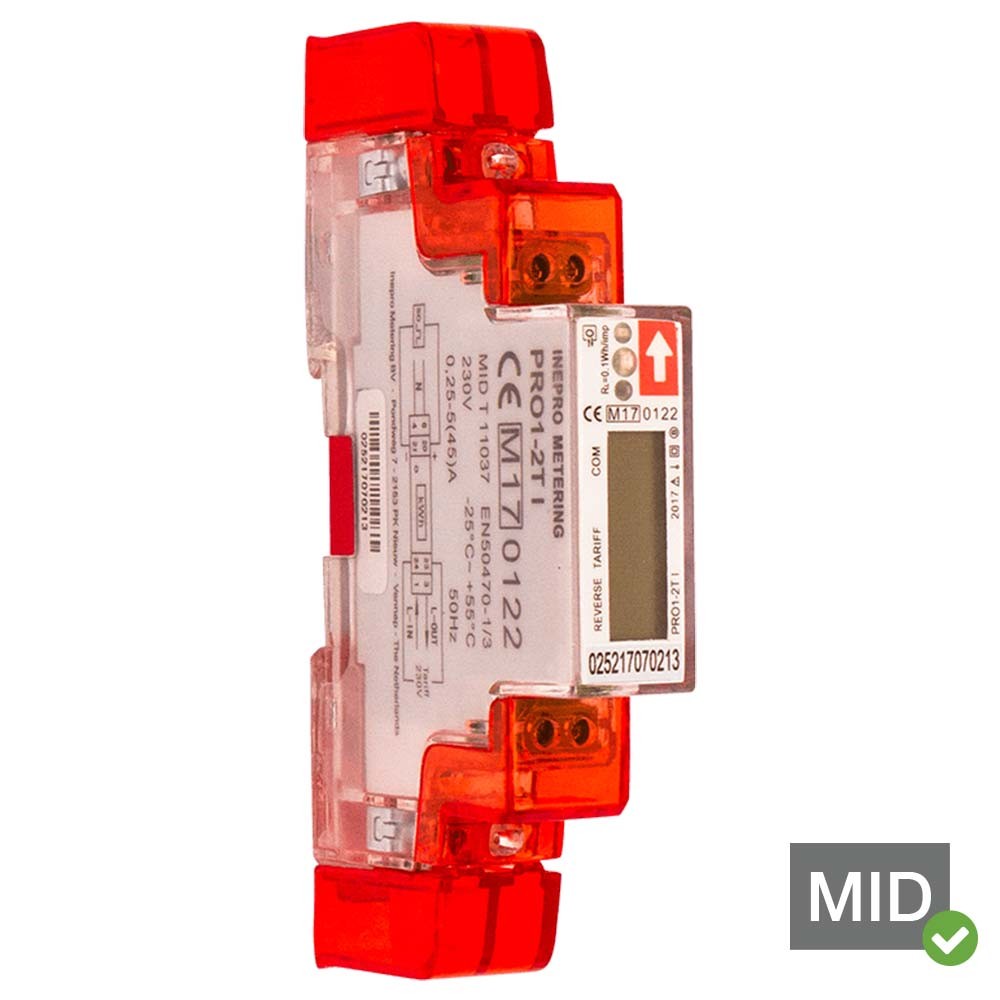 Inepro PRO1-2T 45A MID Certified Two Tariffs Single Phase Network